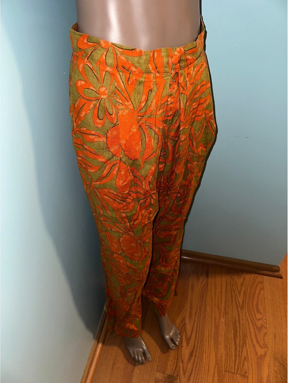 Pia Rucci Women's Casual Summer Linen Pants Red and Khaki 10